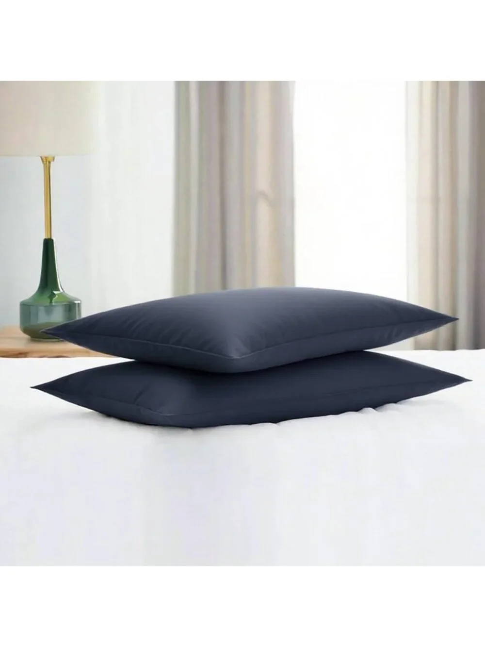 〽️Flat Ultra Thin Bed Pillows Standard Size Set of 2 Soft Down Alternative Blue